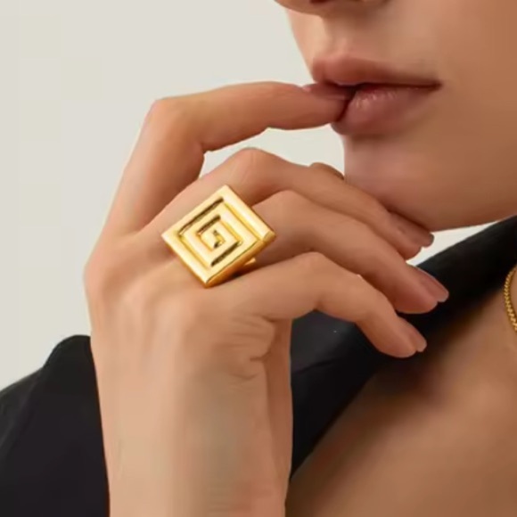 Anthropologie Jewelry - Western Spiral 18KGold Waterproof Ring